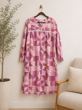 Silverts‎ Adaptive Open Back Hospital Gown 3XL Cotton Flannel No Peek Pink Snap